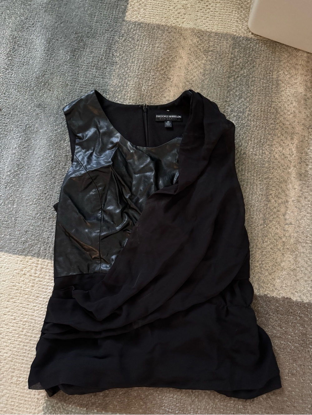 Black Mixed-Media Sleeveless top